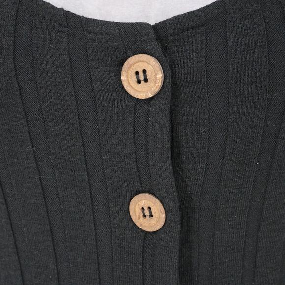 Free People Sweater Womens Medium Black Ribbed Knit Buttons Square Neck Y2K - Picture 10 of 15